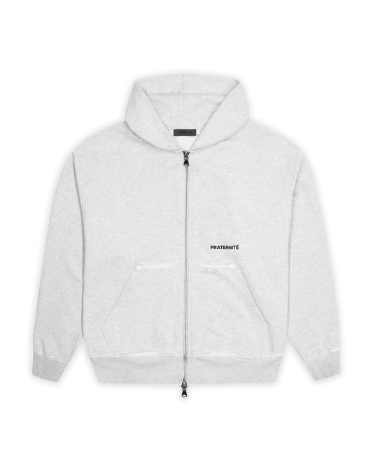 Heather Grey Boxy Zip Hoodie