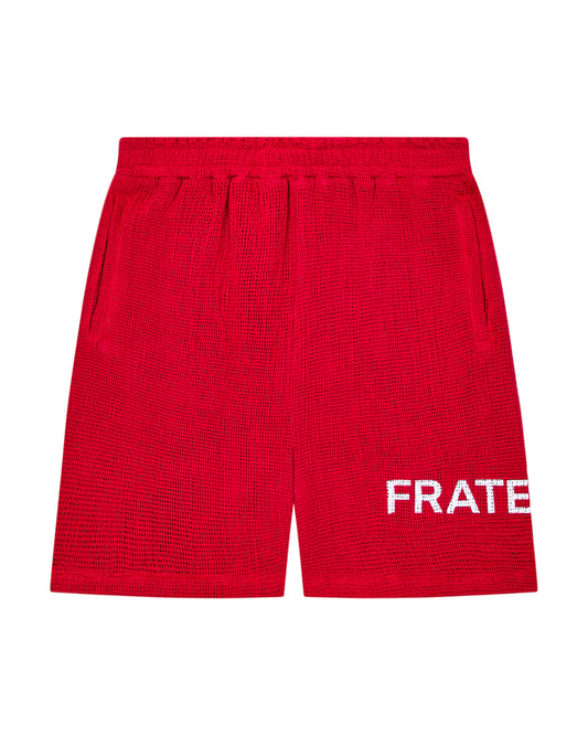 Cherry Red Crochet Shorts