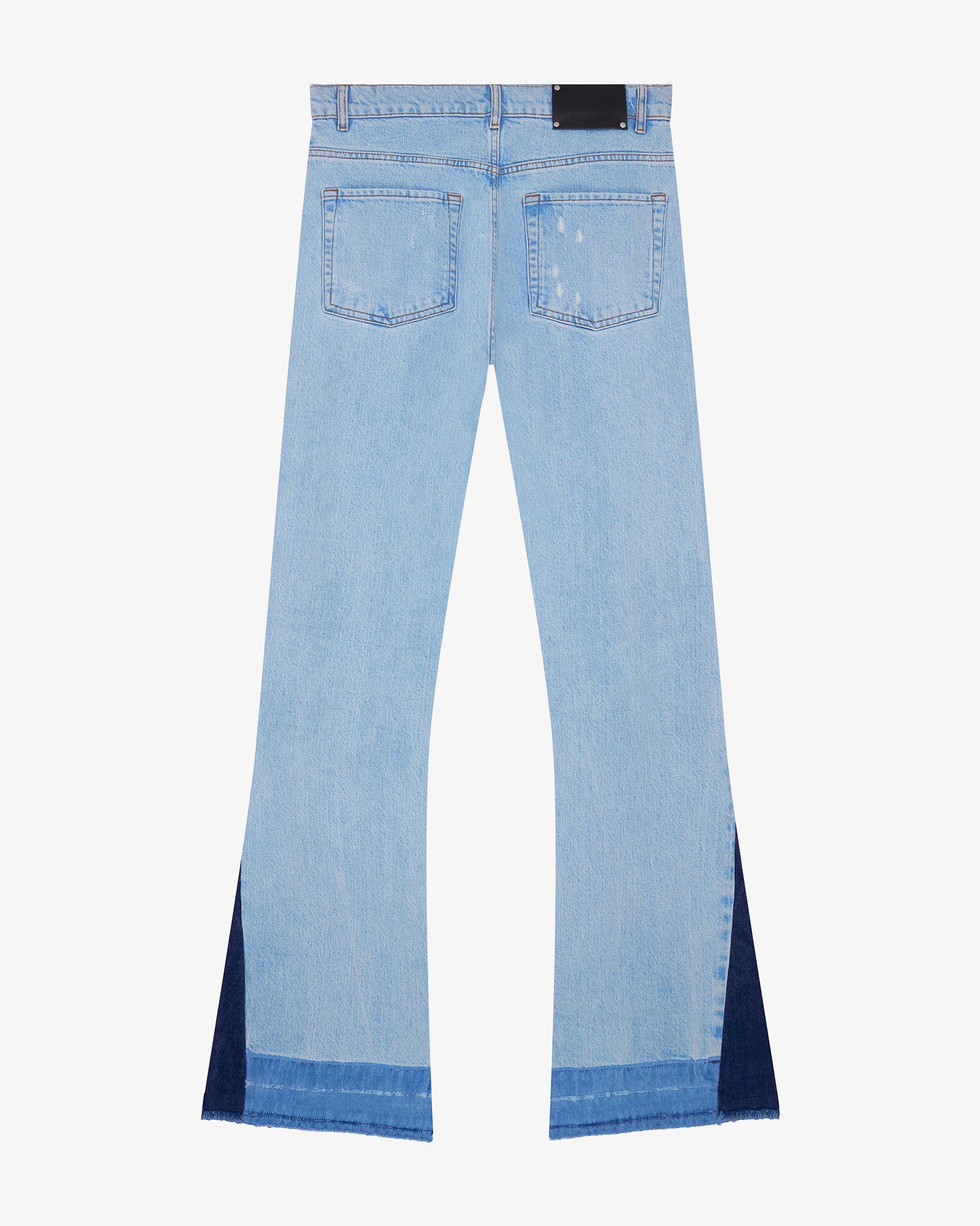 Reconstructed Washed Denim Flare Jeans